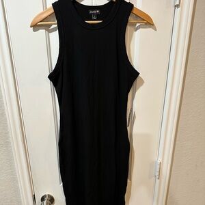 Black Sleeveless Ribbed Dress